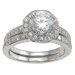 .925 Sterling Silver Brilliant Cut Cubic Zirconia Engagement Ring Set