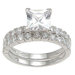 .925 Sterling Silver Princess Cut Cubic Zirconia Engagement Ring Set