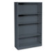 Metal Bookcase, 4 Shelves, 34-1/2w x 12-5/8d x 59h, Charcoal