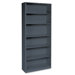 Metal Bookcase, 6 Shelves, 34-1/2w x 12-5/8d x 81-1/8h, Charcoal