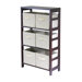 Capri Storage Shelf with 6 Foldable Beige Fabric Baskets