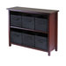 Verona Low Storage Shelf with 6 Foldable Black Fabric Baskets