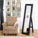 Baxton Studio McLean Modern Mirror with Built in Stand in Dark Brown