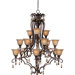 Dresden 15 Light Chandelier with Ember Glass