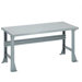 Open Work Bench - Plastic Laminate Top, White Leather, Fixed Height with Shelf