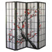 Four Panel Room Divider with Plum Blossom Design in Black