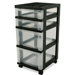 Medium Cart with 4 Clear Drawers and Organizer Top - Black