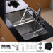 Undermount 33" Double Bowl 50/50 Kitchen Sink with Faucet