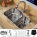  Stainless Steel Undermount 32" Double Bowl Kitchen Sink with Pull-Out Kitchen Faucet and Soap Dispenser
