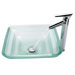 Oceania Glass Vessel Sink and Decus Bathroom Faucet in Chrome