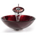 Clear Glass Irruption Red Sink and Waterfall Faucet