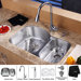 32" Undermount 70/30 Double Bowl Kitchen Sink with 18.5" Faucet and Soap Dispenser