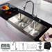 Farmhouse 36" 70/30 Double Bowl Kitchen Sink with Faucet and Soap Dispenser
