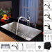 32" Undermount Single Bowl Kitchen Sink with 11" Faucet and Soap Dispenser