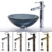 Clear Black Glass Vessel Sink and Bamboo Faucet