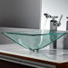 Clear Aquamarine Glass Vessel Sink and Single Hole Faucet with Single Handle