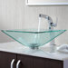 Clear Aquamarine Glass Vessel Sink and Single Hole Faucet with Single Handle