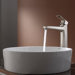 18" White Round Ceramic Sink and Virtus Faucet