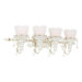 Essentials Chateau Amarante Four Light Bath Vanity in White Rubbed