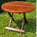 Acacia Patio Checkerboard Round Folding Side Table