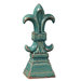 Fleur de Lis shaped Glazed Ceramic Statue in Turquoise
