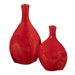 10" - 14" Tall Mottled Scarlet Ceramic Vase in Red Glaze (Set of 2)