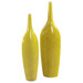 Crosshatch Detail Ceramic 24" and 28" Tall Vase in Chartreuse Green Glaze (Set of 2)