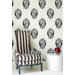 Barbara Hulanicki Flock Antoinette Wallpapera in Black / White