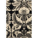 Tufted Pile Ebony/Cream Damask Rug