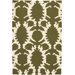 Flat-weave Dhurrie Green/Cream Flock Rug