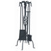 4 Piece Wrought Iron Fire Tool Set with Center Weave