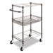 Wire Shelving Three-Tier Rolling Cart in Black Anthracite