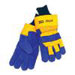 Blue And Yellow Polar&reg; Cowhide Thinsulate&reg; Lined Cold Weather Gloves With Wing Thumb, Safety Cuffs And Knit Wrist