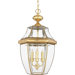 21" Newbury Outdoor  Hanging Lantern in Polished Brass