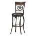 24" Fleur De Lis Counter Stool in Dark Antique Gold Frame and Brown Wood