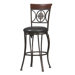 30" Fleur De Lis Bar Stool in Dark Antique Gold Frame and Brown Wood