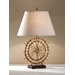 Atticus One Light Table Lamp with Natural Beige Linen Shade in Poly Chrome Iron