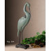 Keanu Heron Sculpture in Blue-Green Crackled