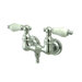 Vintage Double Handle Wall Mount Clawfoot Tub Faucet Trim Porcelain Cross Handle