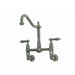 Heritage Double Handle Wall Mount Bridge Kitchen Faucet with Metal Lever Handle