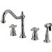 Heritage Double Handle Widespread Kitchen Faucet with Porcelain Cross Handle