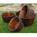Wood Round Shallow Cedar Barrel Planters (Set of 4)