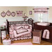 Pink and Brown Toile Collection 9pc Crib Bedding Set 