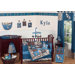 Surf Blue and Brown Tropical Hawaiian Boys Baby 9-Piece Crib Bedding Set