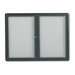 Enclosed Bulletin Fabric Covered Cork Board in Gray with Aluminum Frame