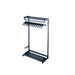 36" Wide Single-Sided Rack with Two Shelves, 16 Hangers, Steel, Black