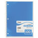 Spiral Bound Notebook, Wide/Margin Rule, 8 x 10-1/2, White, 100