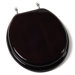 Designer Solid Round Toilet Seat with Chrome Hinges in Mahogany