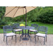 Tea Rose 5 Piece Dining Set with Cushions and Umbrella