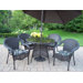 Elite Resin Wicker 7 Piece Dining Set with Cushions and Umbrella